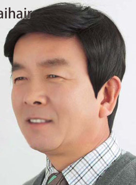 假发男全手织真发男士真人发套中老年男式发型商务透气假发短发