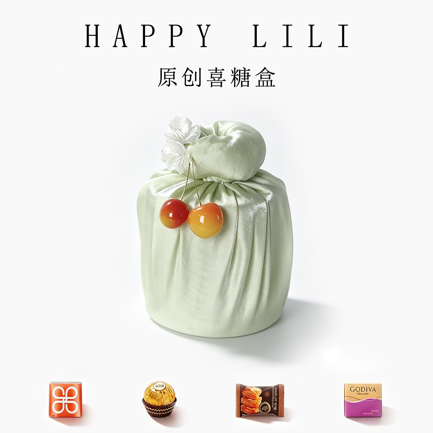 喜糖成品礼盒绿色圆筒结婚糖果