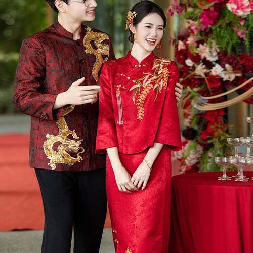 2026新款金玉儿高雅原创新中式改良敬酒服订婚服新娘结婚红色礼服
