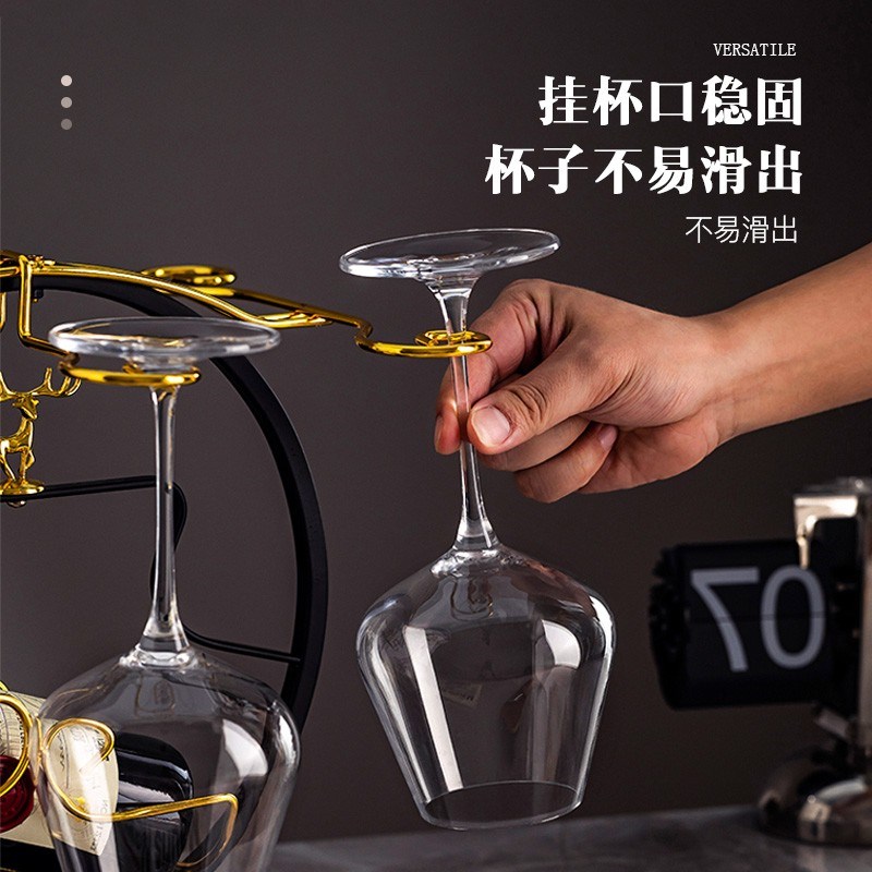 轻奢红酒杯架创意摆件装饰客厅倒挂悬挂高脚杯架家用葡萄酒杯6只
