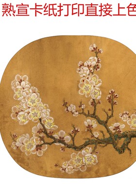 工笔画打印熟宣卡纸33厘米零基础直接上色圆形花鸟宋画初学者临摹