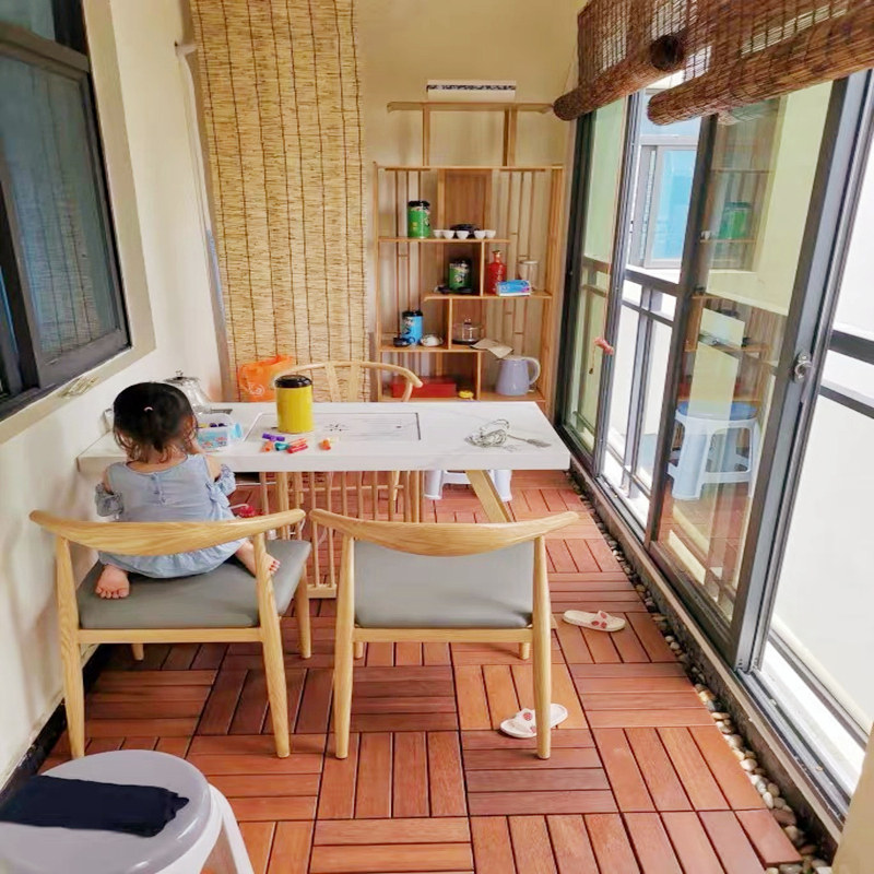 实木地板阳台户外露台庭院花园简单安装防水防腐木菠萝格拼接地板