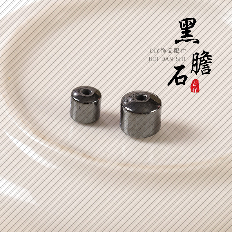 光滑闪亮黑胆石圆柱桶珠隔片DIY串珠挂件项腰珠饰品配件散珠配件