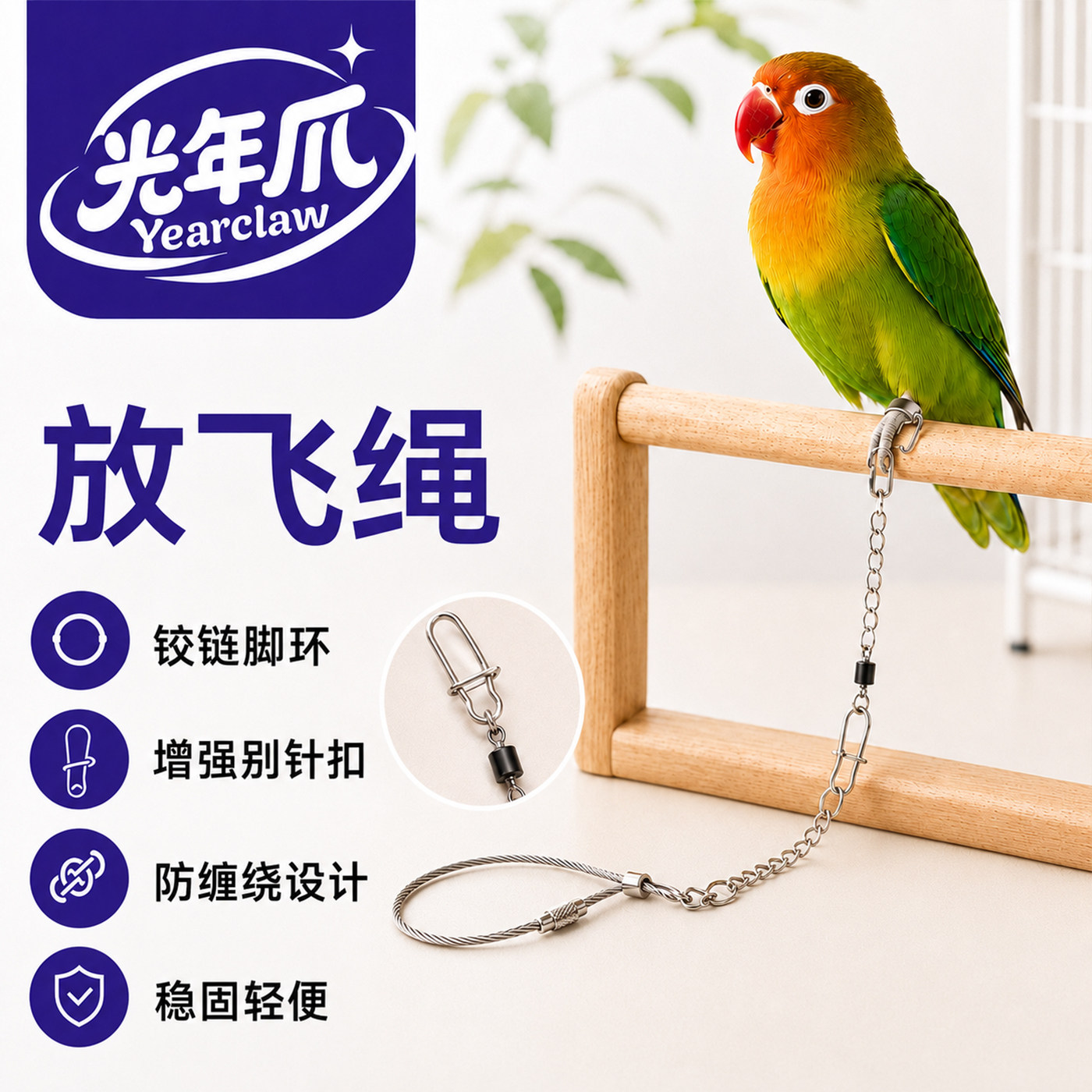 不锈钢鹦鹉放飞绳鹦鹉脚链脚环图片