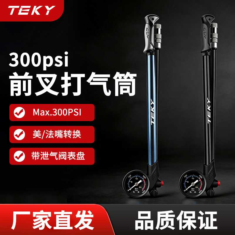 山地车前叉打气筒后胆避震器专用新型高压便携式带气压表充气筒图片