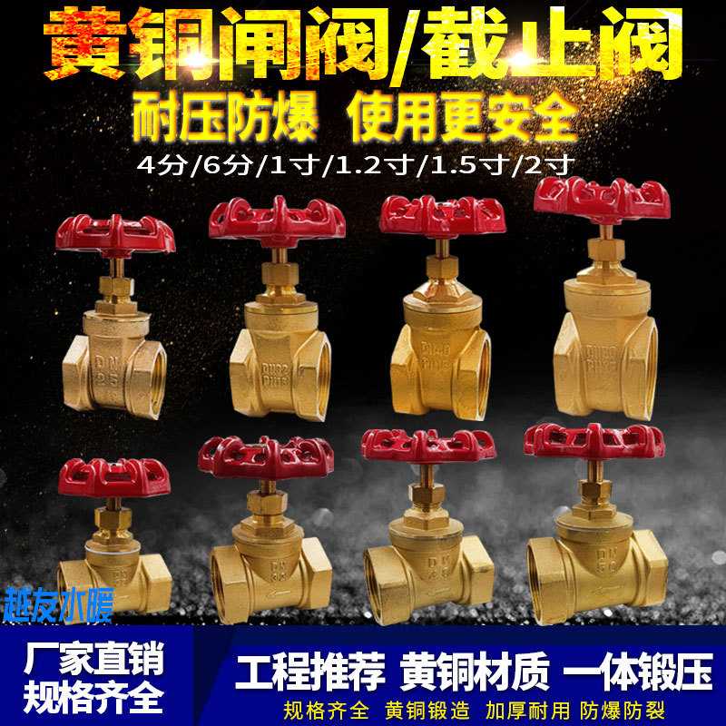 全铜重型截止阀水表开关加厚闸阀水管4分6分1寸耐高温蒸气铜现货图片