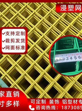 浸塑黄色网片包塑k镀锌铁网喷塑电焊铁丝网阳台攀爬围栏网格钢丝
