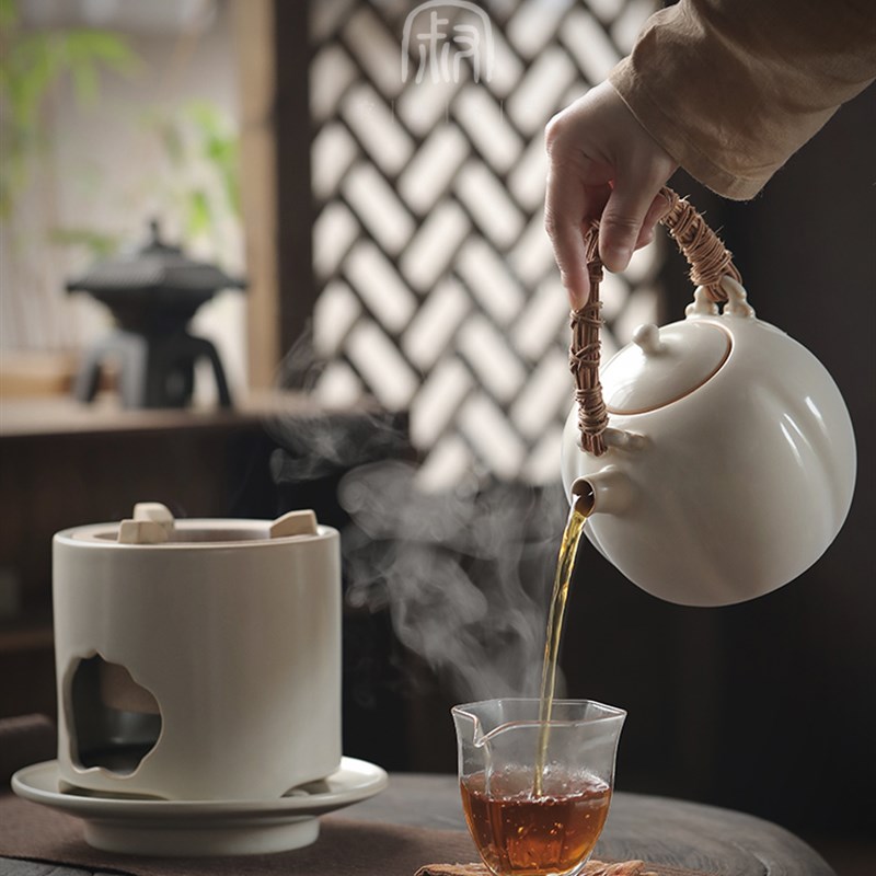 寂艺怡雅碳炉煮茶壶套装茶室复古围炉煮茶器家用陶瓷大号烧水壶