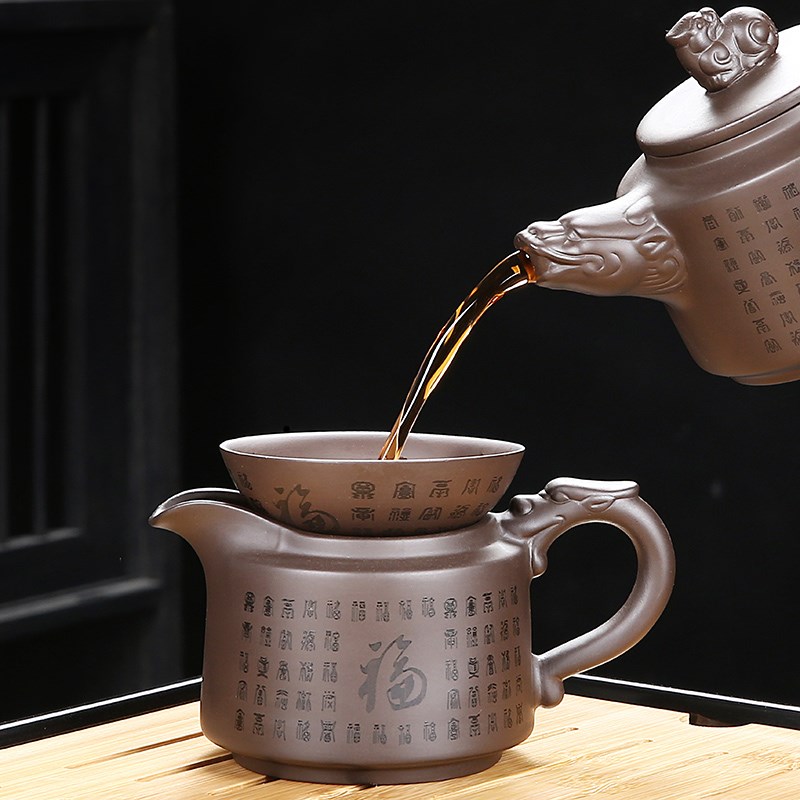 紫砂功夫茶具原矿泥貔貅茶壶茶杯整套家用办公室泡茶专用茶具套组