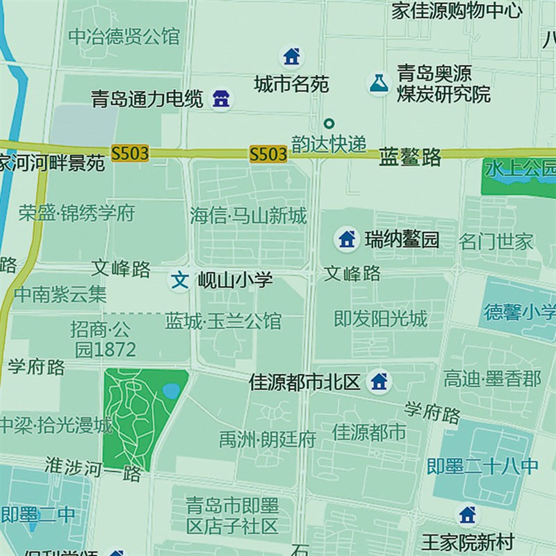 2026新款青岛市区地图办公室挂图高清防水墙壁贴超大装饰画定制