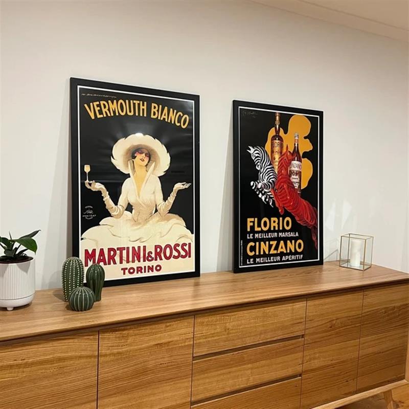 MARTINI复古怀旧装饰画有框挂画酒吧威士忌vintage美式中古风组合