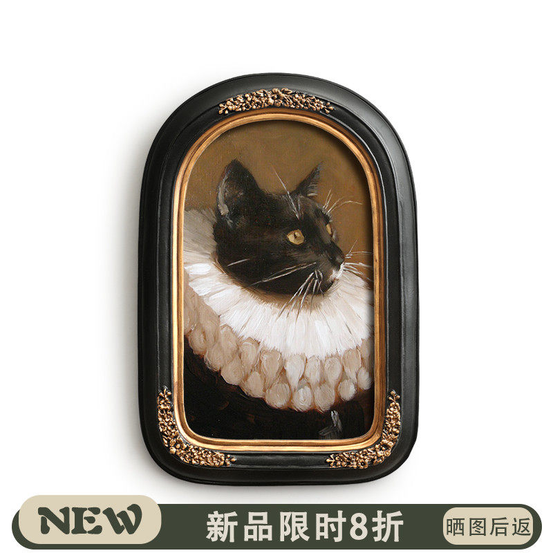 萌宠入画斯柏达小众艺术猫咪古典宫廷肖像装饰画儿童房间床头挂画