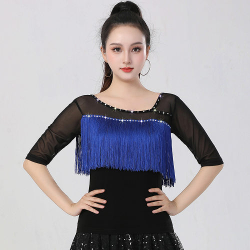 2026新款拉丁舞服装流苏上衣钻广场舞摩登交谊舞国标舞服三步踩交