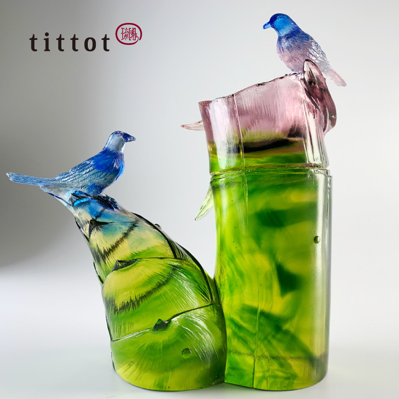tittot琉园新中式创意琉璃工艺品摆件 高升唱 送领导公司合作礼物