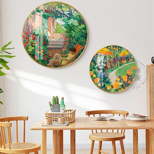 布兰奇名画印象派小清新风景油画装饰画客厅餐厅卧室床头圆形挂画