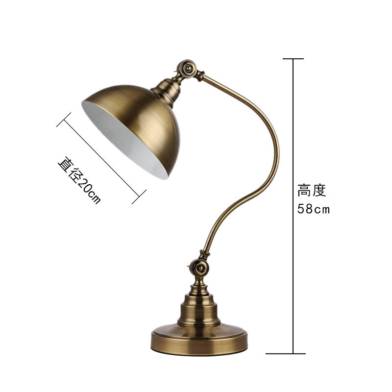 美式简约台灯客厅金属学习创意个性护眼led书房办公书桌卧室床头