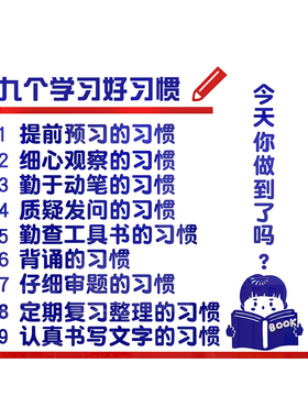 九个学好习惯教室布置装饰高三中考班级文化墙贴自习氛围励志公约