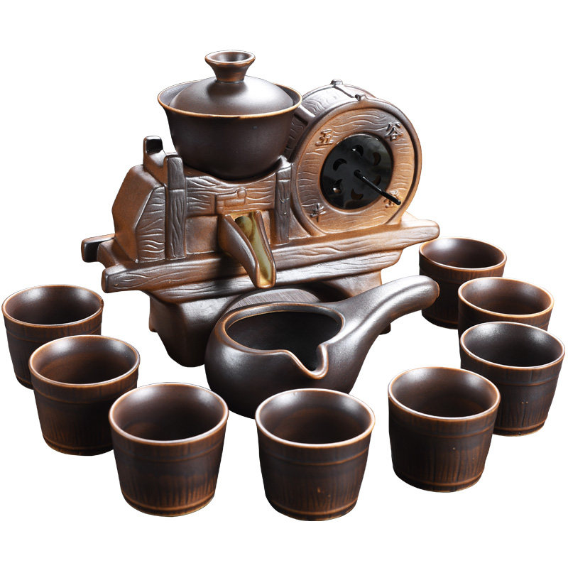 恒匠五谷丰登自动茶具套装家用简约紫砂懒人泡茶壶器茶道功夫茶杯