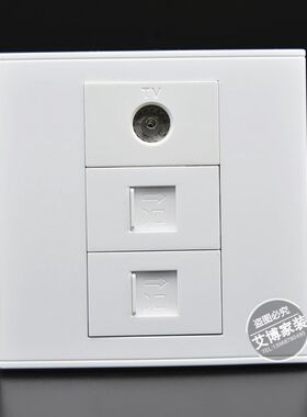 86型双千兆网络TV电视面板 双六类RJ45网络宽带闭路电视面板插座