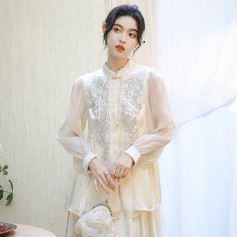 宋制汉服女款唐装上衣改良版旗袍女中国风衬衫国风套装新中式女装