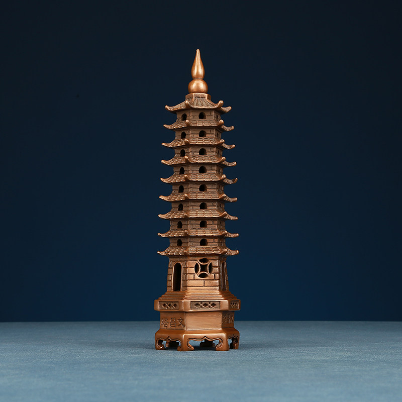 铜欣祥紫铜文昌塔摆件送孩子礼物书房书桌面办公室装饰工艺品