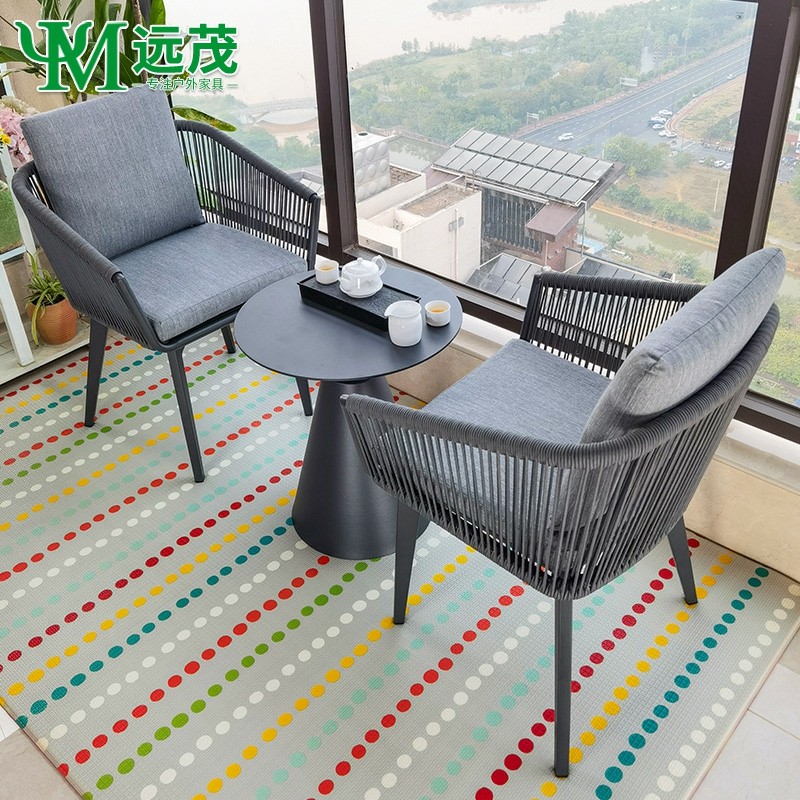 远茂户外阳台小桌椅休闲茶几一桌两椅室外网红藤椅三件套组合茶桌