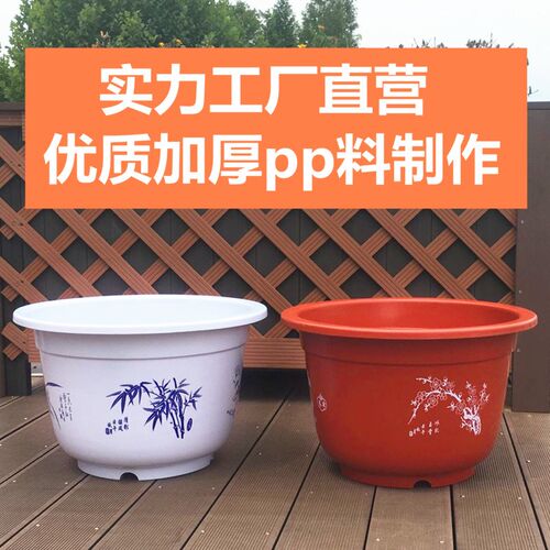 大型花卉绿植睡莲盆栽白色特大号塑料花盆无孔有孔果树盆圆形加厚