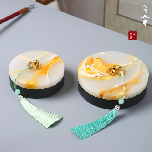 火锅砚台带盖天然原石端砚多功能不干墨砚台书法专用文房四宝毛笔