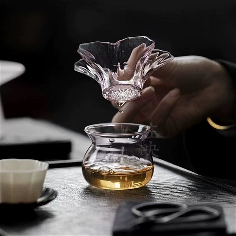 花瓣耐热玻璃茶漏一体茶滤公道杯套装家用茶叶过滤网茶滤茶过滤网