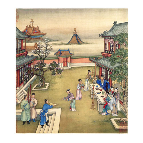 新中式装饰画冷枚十宫图山水画挂画客厅沙发玄关餐厅画国画名人画