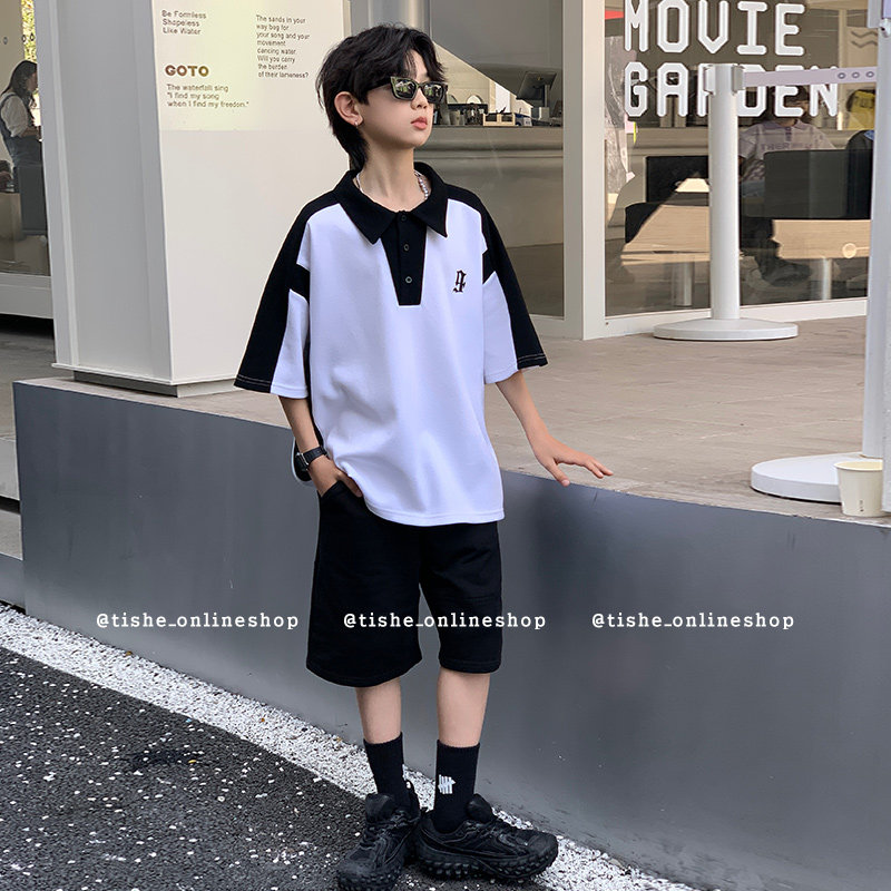男童短袖t恤Polo衫翻领夏季薄款中大童休闲纯棉嘻哈上衣儿童夏装8