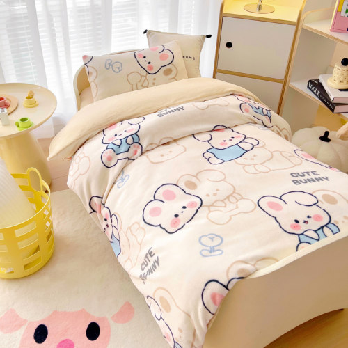 冬季加厚幼儿园被子三件套加绒被子六件套宝宝入园可定制暖珊瑚绒