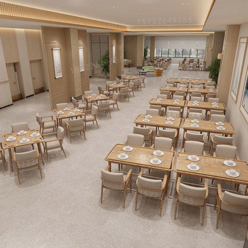 适老化餐桌椅实木桌子养老院日间照料老年人餐椅医养康养饭厅家俱