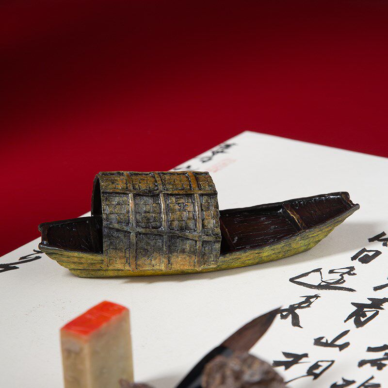 一帆风顺铜船模型乌篷摆件家居装饰品客厅书柜桌面摆设办公桌礼品