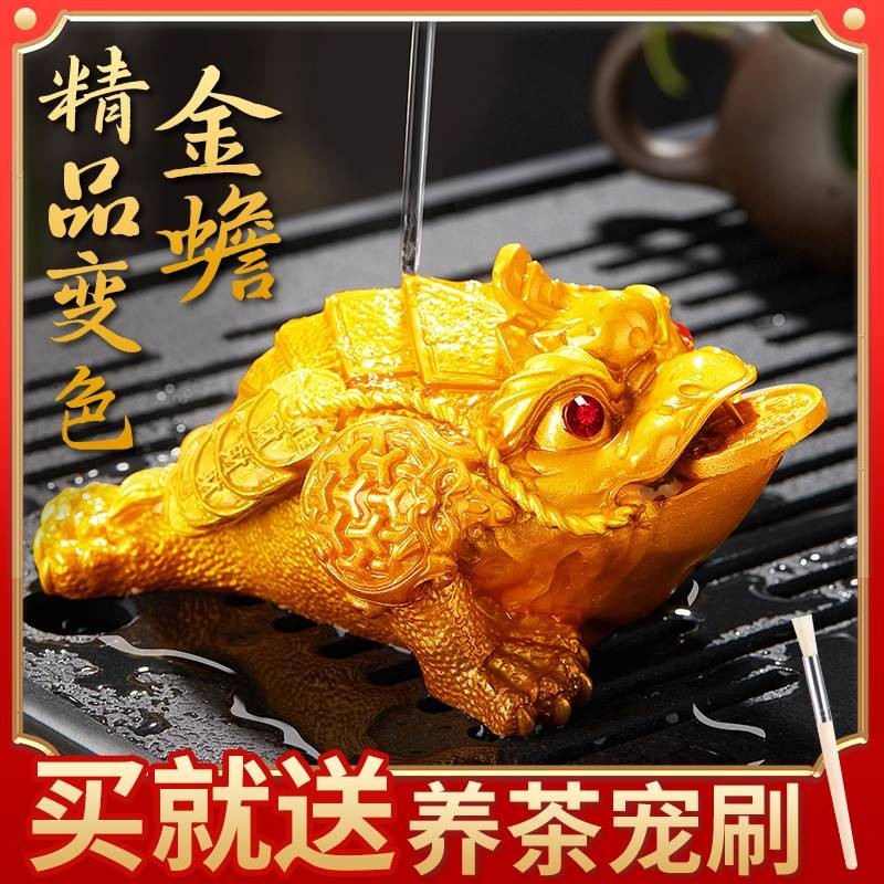茶宠摆件精品金蟾可养变色茶台面道精品蟾蜍茶具茶桌招财配件大全