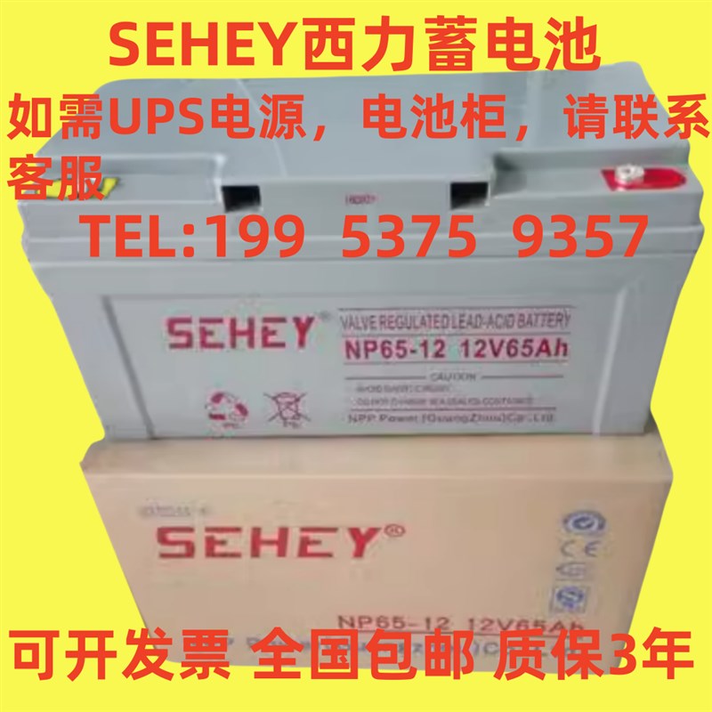 SEHEY西力蓄电池12V65AH铅酸免维护NP65-12消防UPS电源EPS直流屏