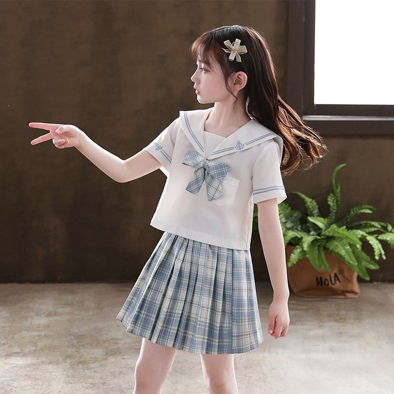 女童连衣裙夏季jk制服儿童裙子小女孩百褶裙小学生学院风校服套装