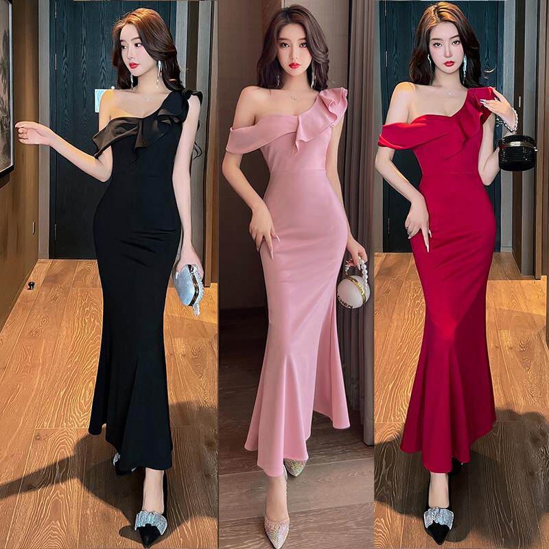 夜场KTV公关佳丽小姐晚礼服高级感长款长裙性感夜场技师工作服女