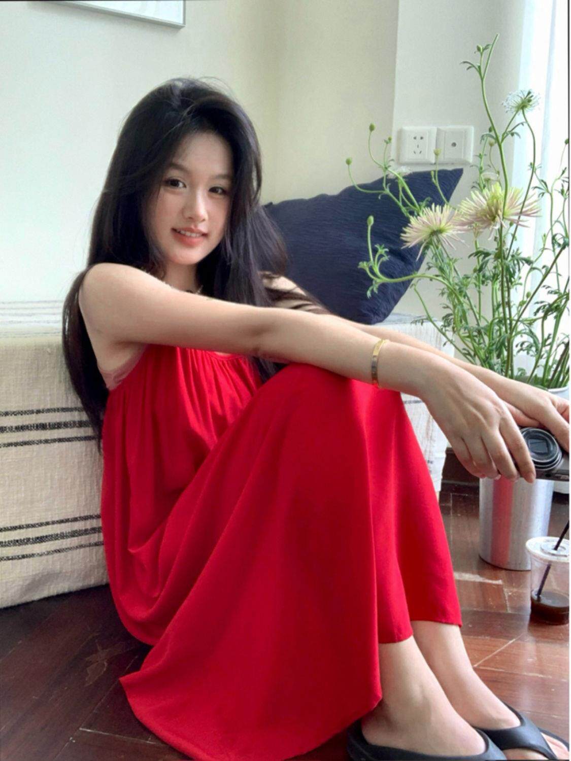 吊带裙连衣裙女夏脚踝长款修身雪纺打底裙沙滩裙性感夏天显瘦长裙