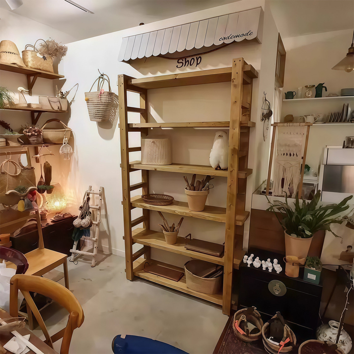 全实木复古置物架花架奇石展示架盆栽多层阳台收纳落地式花店货架