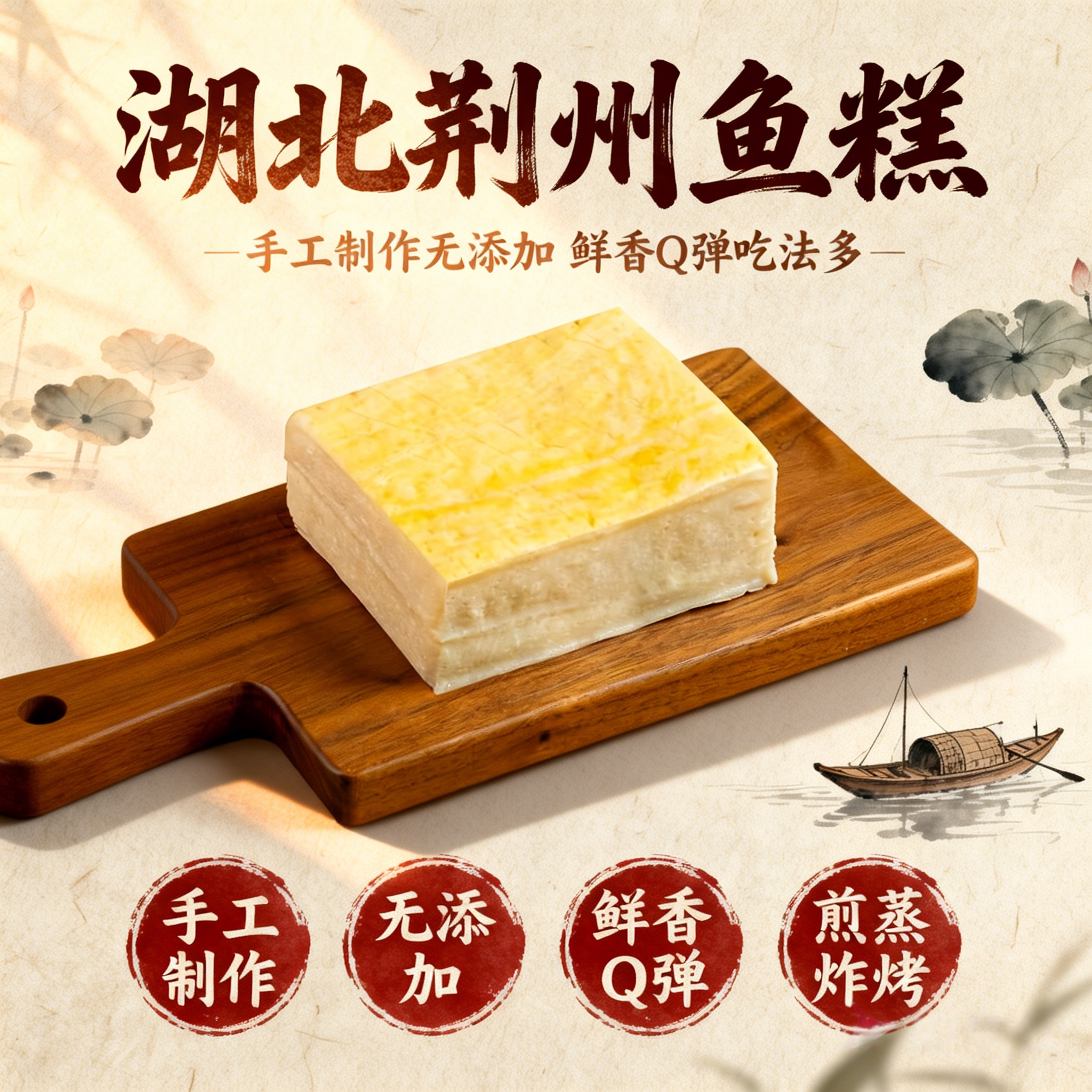 湖北鱼糕特产手工现做农家无刺鲜嫩老人小孩皆宜火锅煮汤烧烤食材