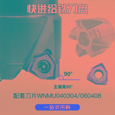 快进给铣刀片WNMU040304/060408双面六角刀杆90直角立铣床刀盘