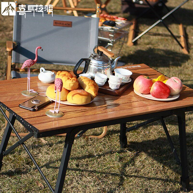喜马拉雅户外折叠铝桌可伸缩露营旅行摆摊桌简易餐桌便携式小桌子