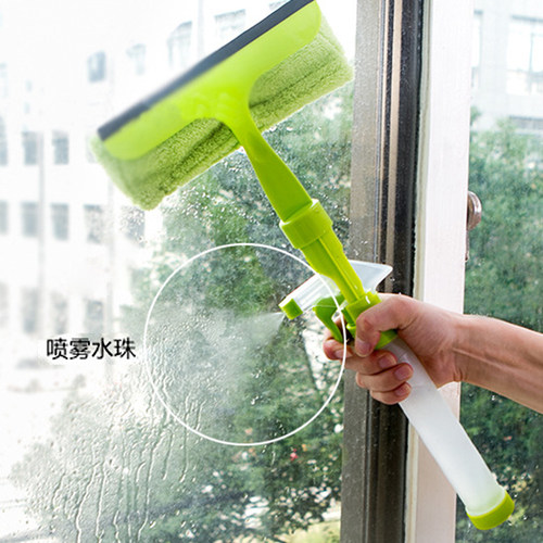 三合一玻璃清洁器长柄双面擦窗器工具喷水壶抹布刮水板搽玻璃神器