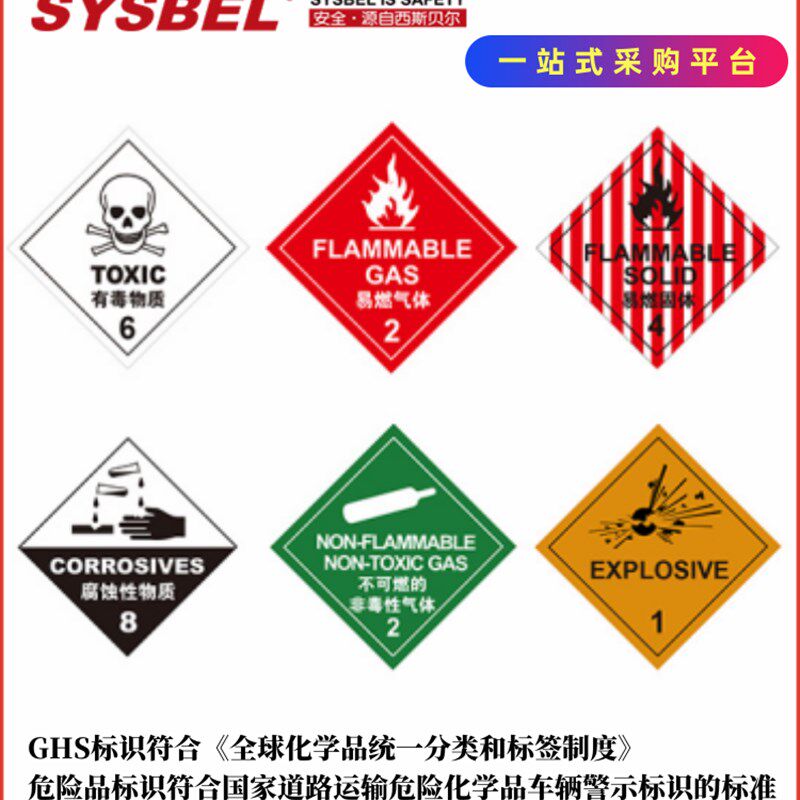 西斯贝尔SYSBEL工业实验室安全WL01920化学品GHS反光警示标签识牌