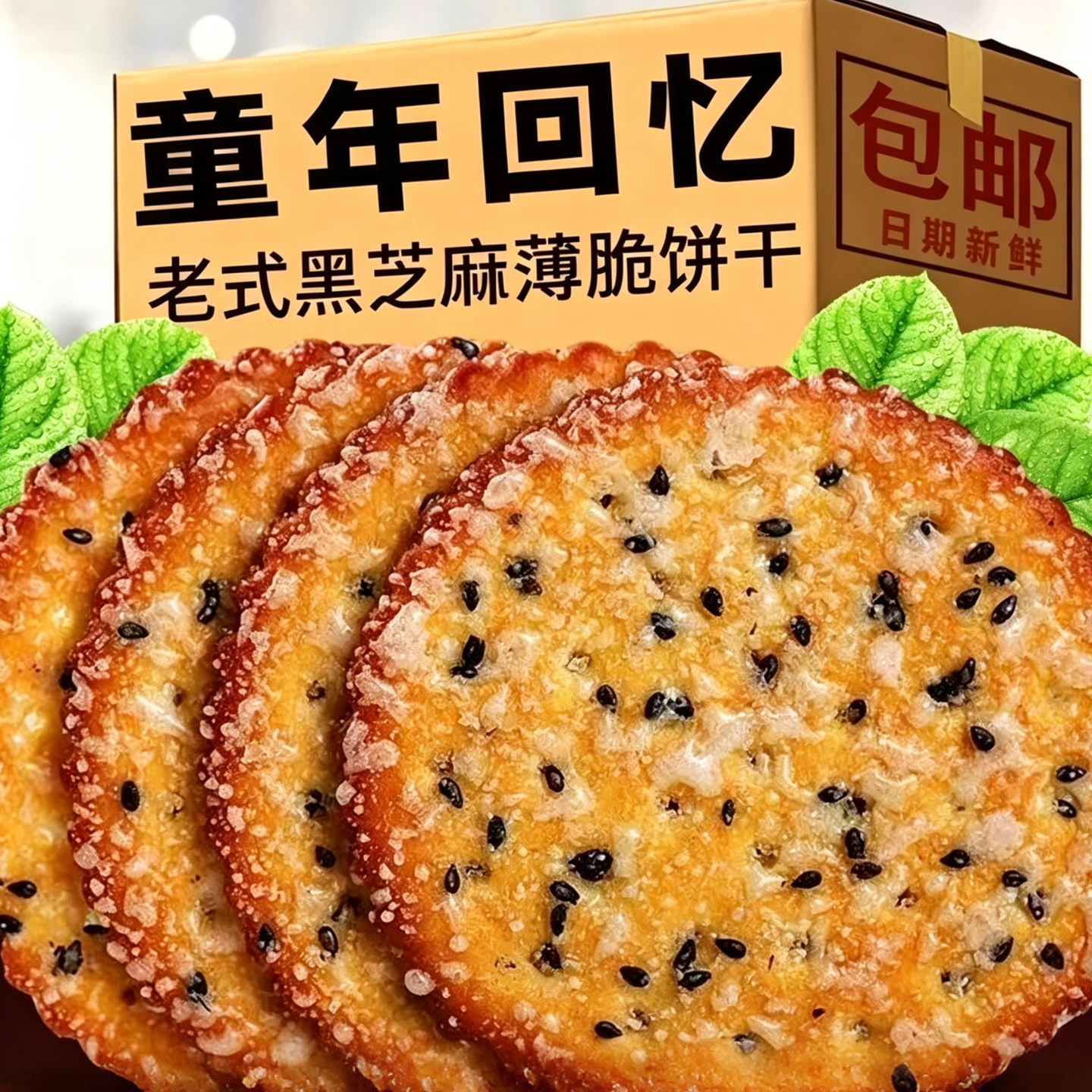 黑芝麻王老式薄脆饼干怀旧零食
