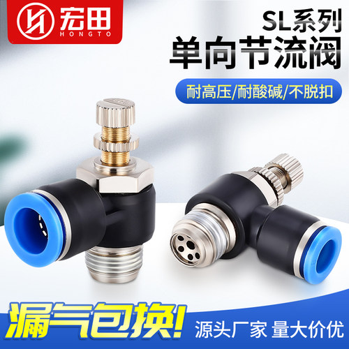 SL单向调节限速限流节流阀螺纹L型快速气缸气管接头SL-4/6/8/10