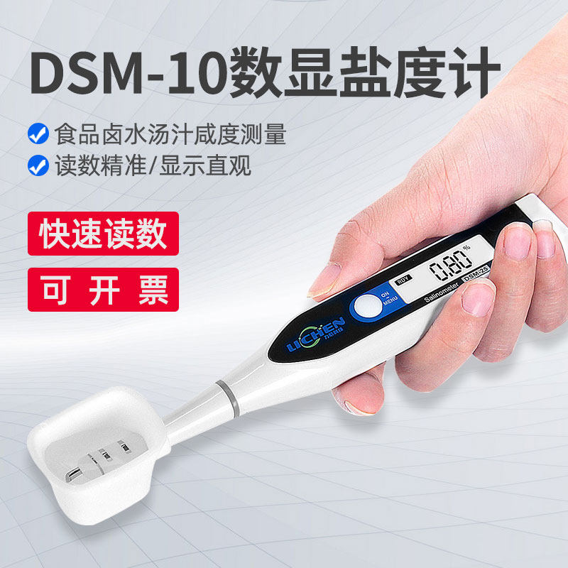 力辰0.01-10%数显盐度计食品卤水汤汁咸度测量仪DSM-10自动咸度计