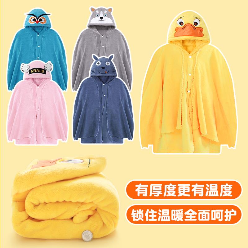 儿童浴巾斗篷带帽浴袍游泳毛巾洗澡专用比棉吸水男童小孩可穿套头