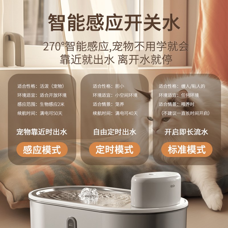 猫咪饮水机视窗款不锈钢自动循环饮水器水盆喂水流动活水宠物用品